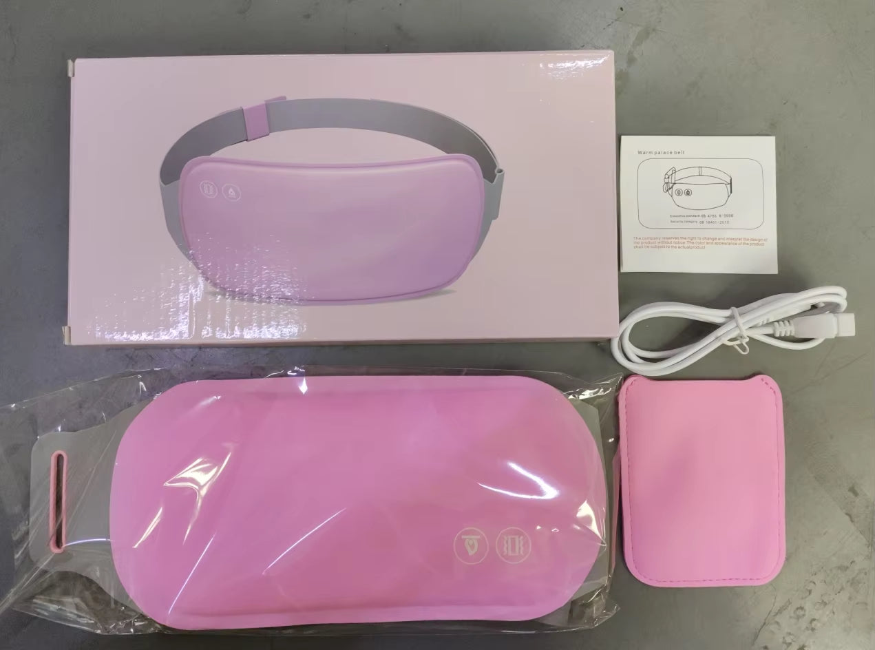 Portable Heated Massage Belt Menstrual Pain Relief Hot Compress Pad Abdominal Thermal Vibration Massager