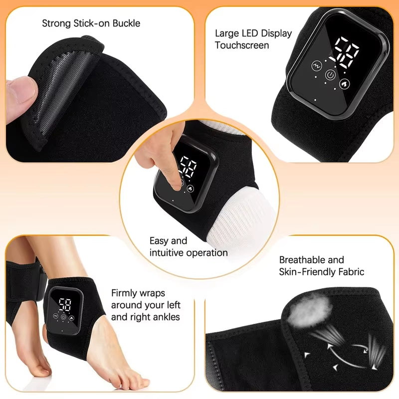 Foot Vibrator Hot Compress Vibration Ankle Massager Protector Heated Foot Wrap Support Brace