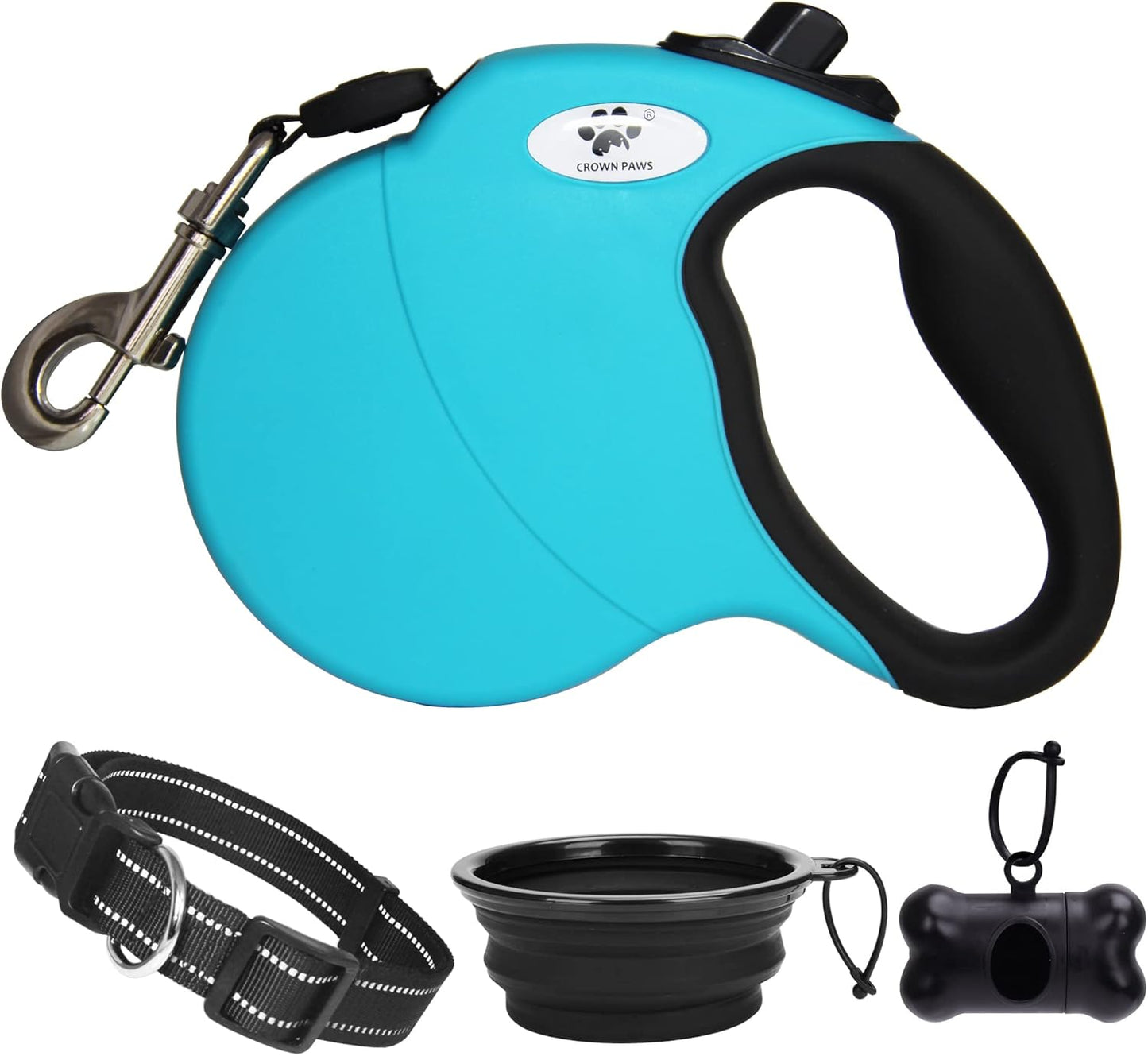 16 Ft Retractable Dog Leash for Large Dogs up to 110 Lbs,Tangle-Free Nylon Tape,Black L