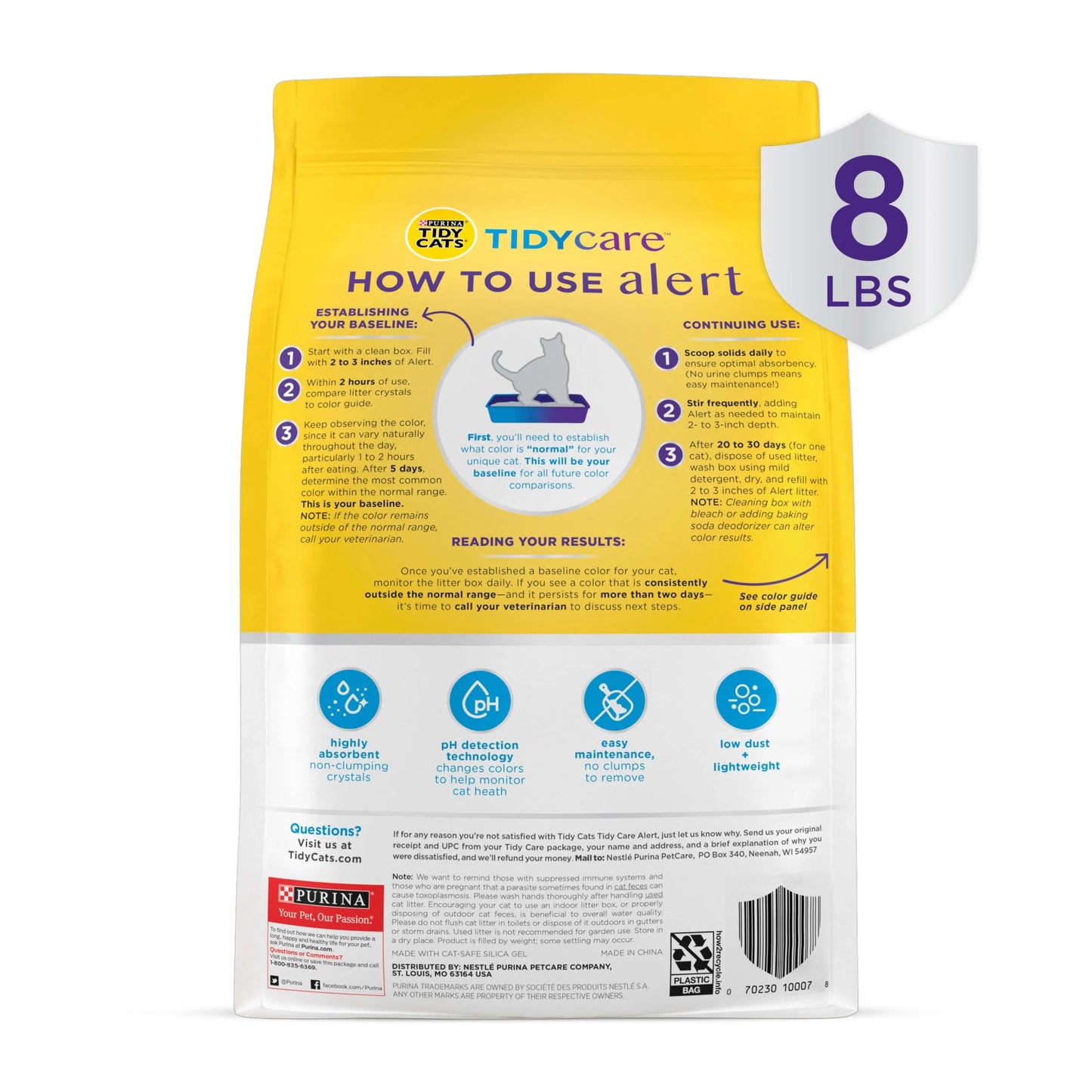 Alert Health Monitoring Cat Litter with Silica Crystals, 8 Lb Box