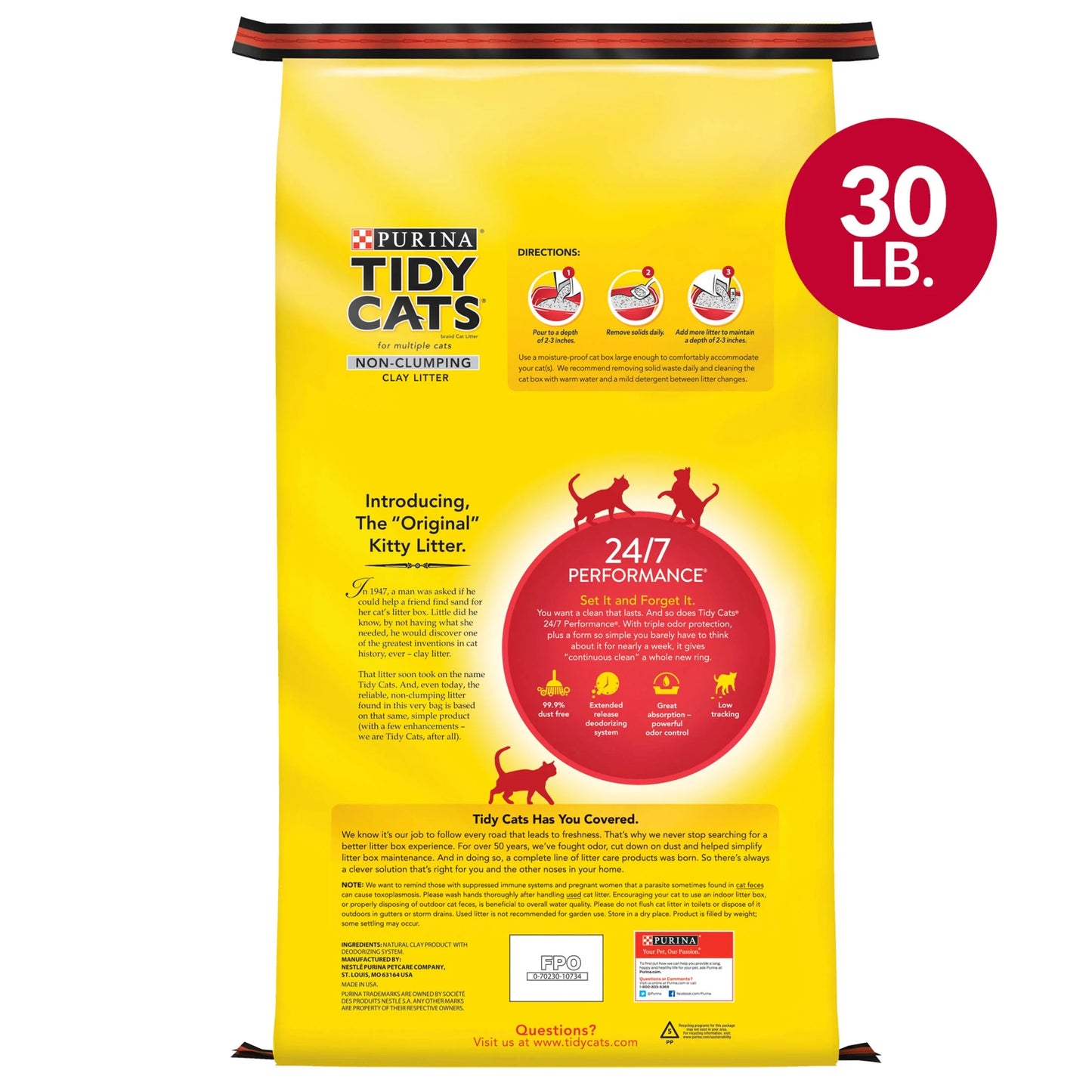 Purina Non-Clumping Litter, 24/7 Performance Odor Control Formula, 30 Lb