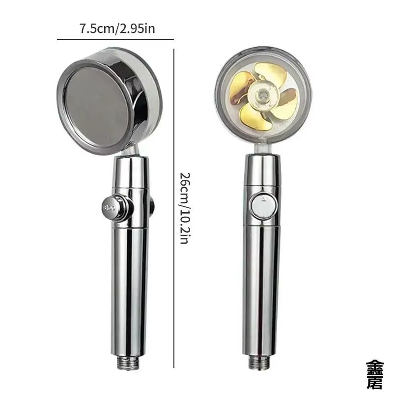 360 Rotating Twin Turbo Pressurized Propeller Fan Shower Head