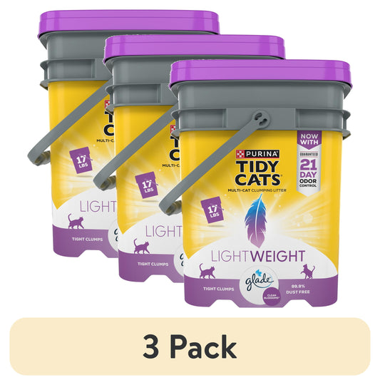 Lightweight Clumping Cat Litter, Glade Clean Blossom, Low Dust, 17 Lb. (3 Pack)