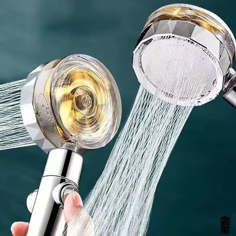360 Rotating Twin Turbo Pressurized Propeller Fan Shower Head